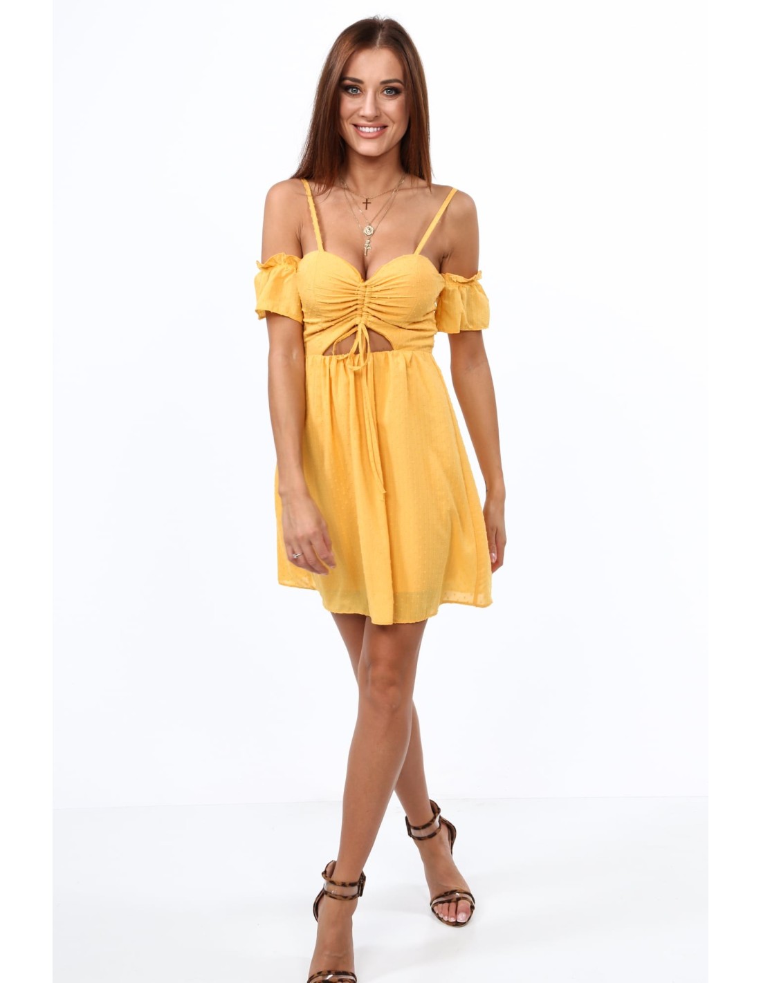 Honey dress with thin straps 1018 - Online store - Boutique